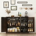 thumbnail image 4 of ChVans 47.2" Farmhouse Kitchen Buffet Sideboard Cabinet with 3 Side Shelves, 34"H Kitchen Pantry Cabinet with 3 Barn Doors/4 Adjustable Shelves for Kitchen, Dining Room, Living Room, Brown, 4 of 8