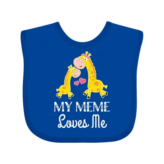 Inktastic My Meme Grandma Loves Me Giraffe Boys or Girls Baby Bib