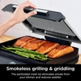 thumbnail image 4 of CvNinja GR101 Sizzle Smokeless Indoor Grill & Griddle, 14'' Interchangeable Nonstick Plates, Dishwasher-Safe Removable Mesh Lid, 500F Max Heat, Even Edge-to-Edge Cooking, Grey/Silver, 4 of 9