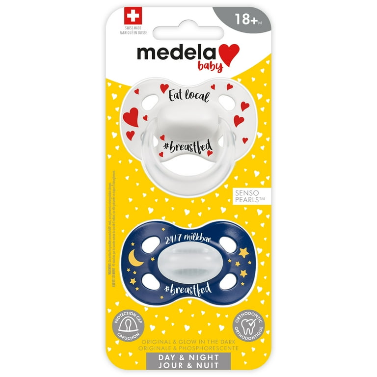 Medela 18+ Month Pacifier, Day and Night Pack, Glow in Dark, White