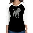 thumbnail image 1 of LA Pop Art Women's Raglan Baseball Word Art T-shirt - Pitbull, 1 of 2