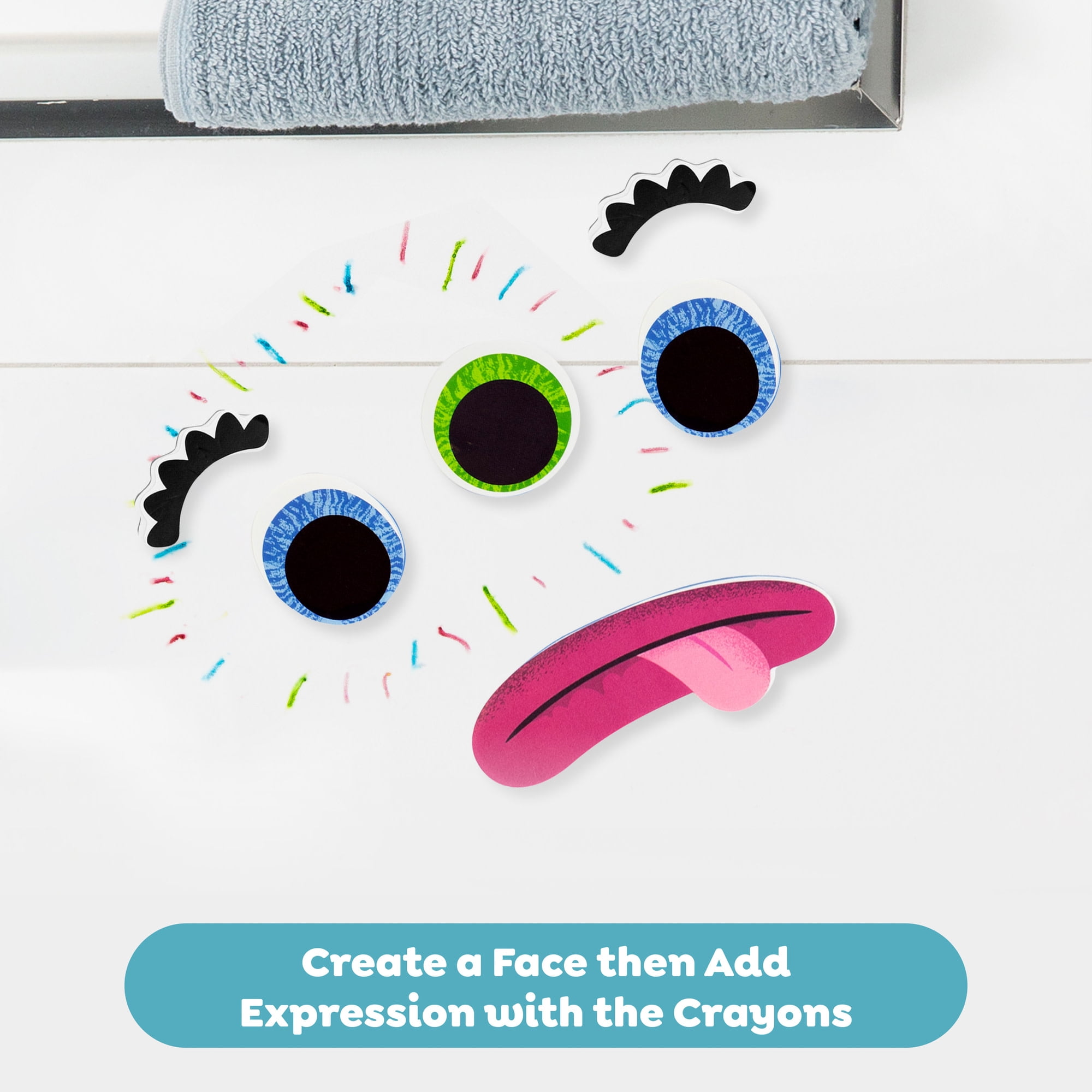 Tiger Tribe Bath Faces Toy for Toddlers - Creative Bathtime Fun with Foam Features and Crayons - Develop Fine Motor Skills and Imaginative Play
