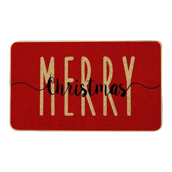 Merry Christmas Welcome Decorative Doormat, Winter Seasonal Door Mat Christmas Holiday Low-Profile Floor Rug Switch Mat for Indoor Outdoor