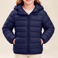 thumbnail image 3 of HAOTAGS Girls Puffer Coat (5-13) Long Sleeve Hooded Zipper Nylon Winter Warm Jacket Navy Size 9, 3 of 7