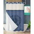 thumbnail image 2 of No Hook Shower Curtain with Snap in Liner, Compass Navigation Guide Letter Printing Hotel Shower Curtains for Bathroom, Washable Shower Curtain Liner Set with Mesh Top Window, 36"x78", 2 of 6