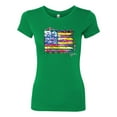 thumbnail image 2 of Wild Bobby, Colorful Neon Flag Hearts Love, Streetwear, Women Slim Fit Junior Tee, Kelly, Medium, 2 of 3