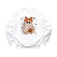 thumbnail image 4 of Girly Ghost & Orange Bow Fall Sweatshirt for Kids Cute Halloween Graphic Pullover White Sweatshirt Youth XS, 4 of 5