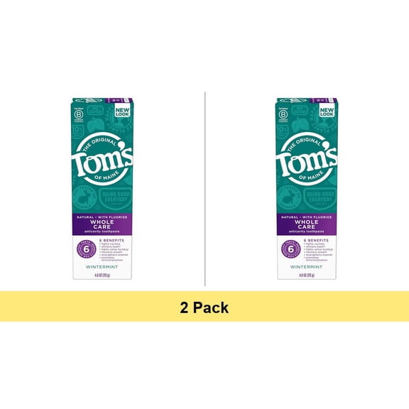 Tom's of Maine Whole Care Natural Toothpaste, Wintermint 4 oz - 2 Pack