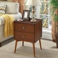 thumbnail image 3 of Costway 2PCS Nightstand Mid-Century End Side Table 2 Drawer Rubber Wood Legs Living Room, 3 of 9