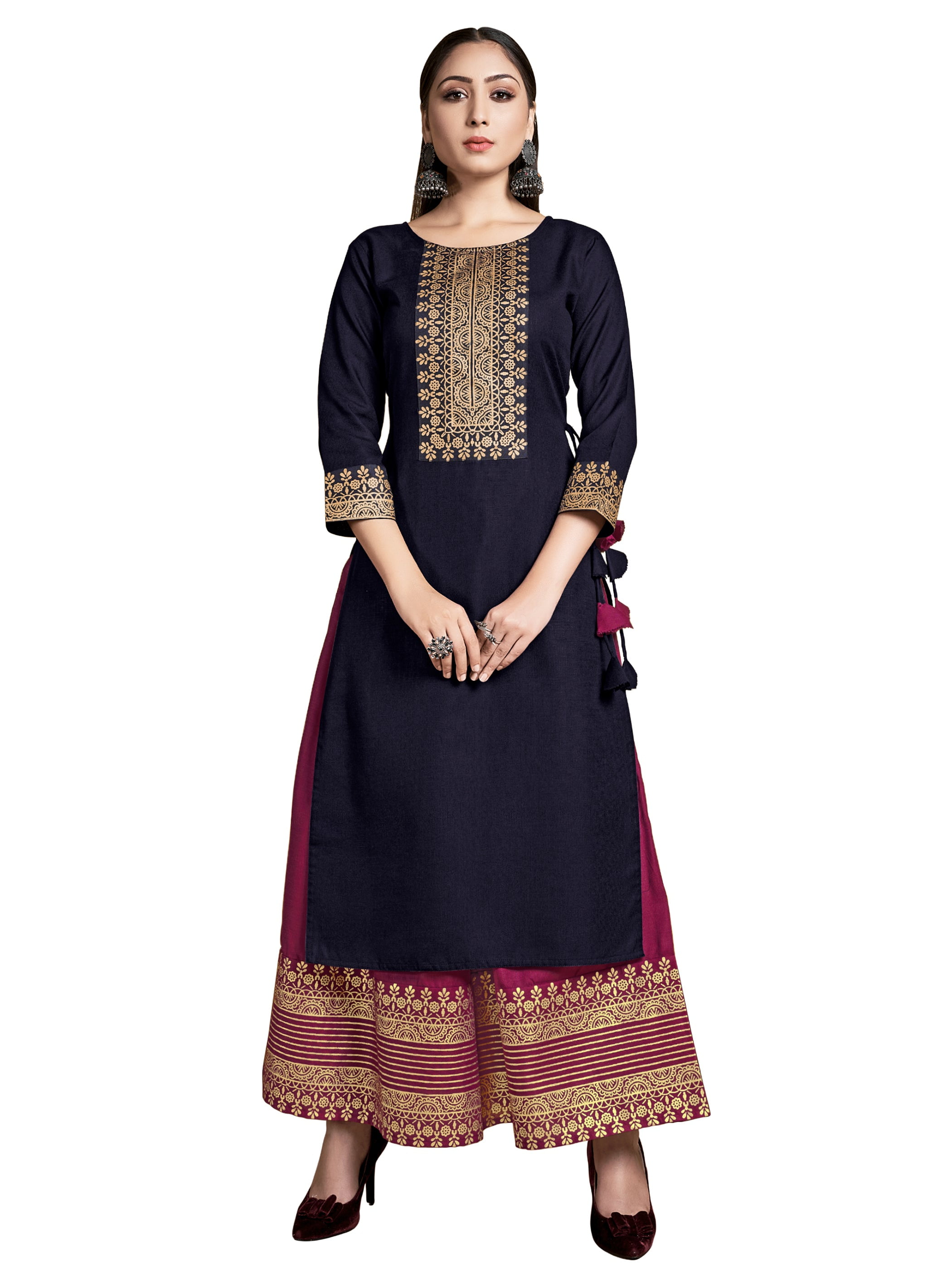 Silk Formal Wear Top & skirt kurti, Size: Large, Wash Care: Machine wash