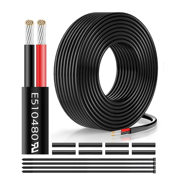 Cable de 2 conductores Hanbest, calibre 18, 9,1 m, 12 V, cobre estañado