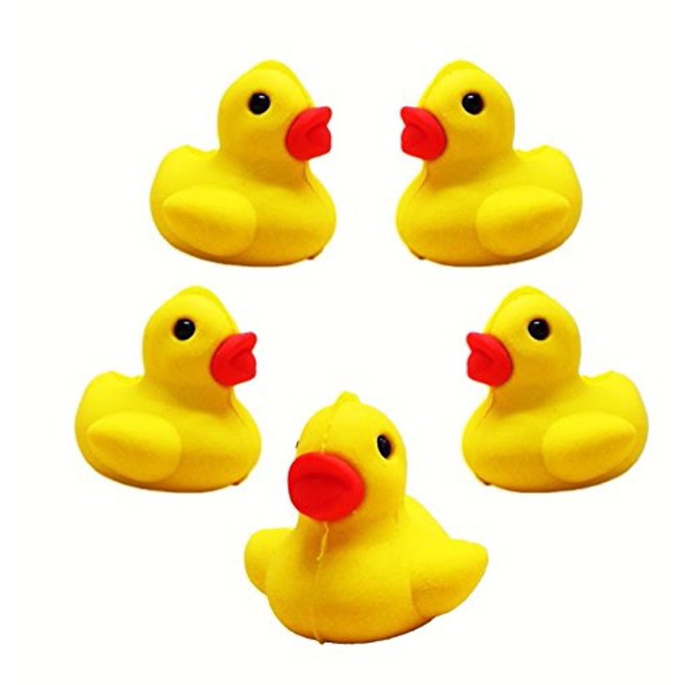 'Happy Duck' Eraser Pack Of 12 Bright Yellow Rubber Duckies With Removable Red Mouth Amazing