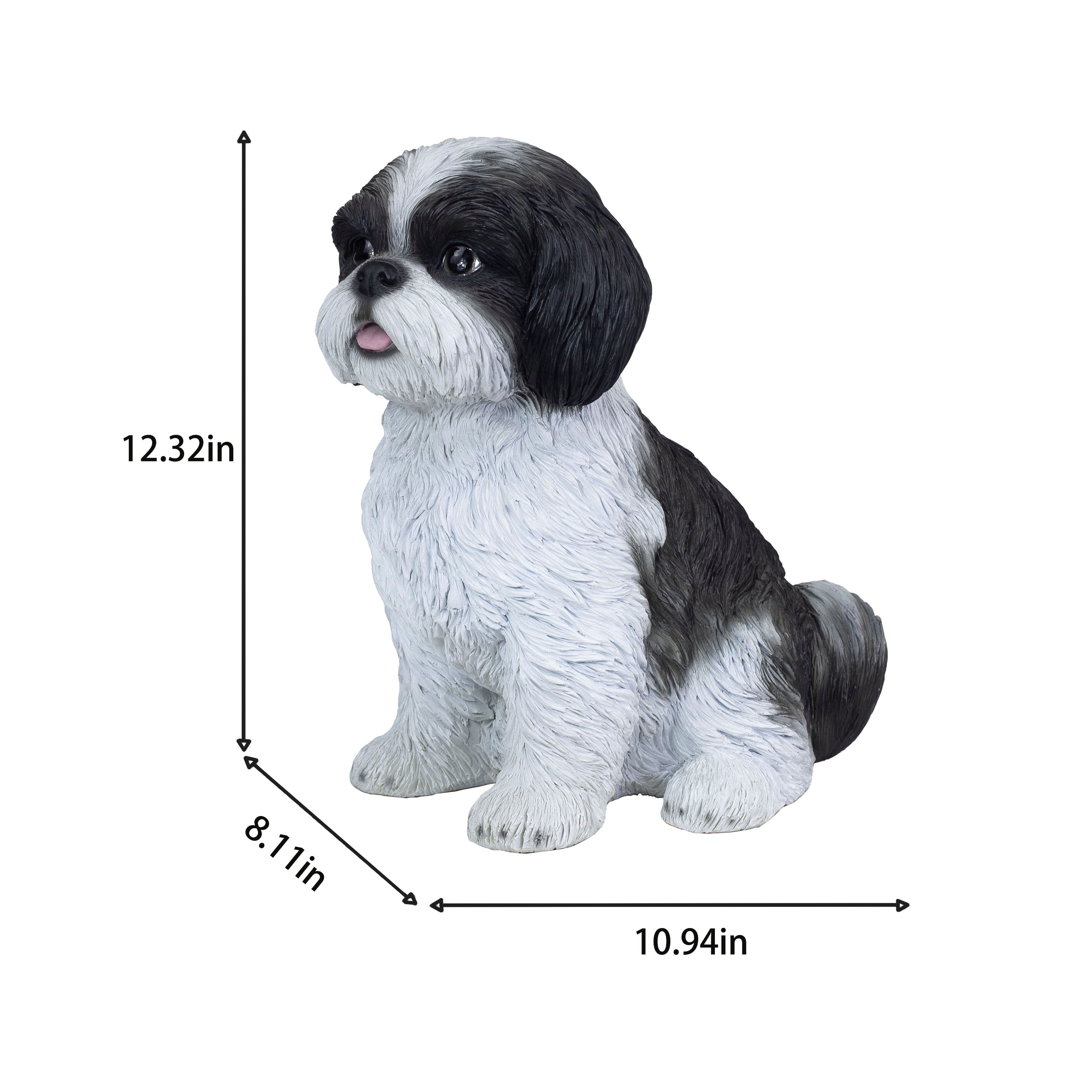 SOREAL White & Black Shih Tzu | Handpainted Decorative Puppy Statue for Home & Garden Decor | Premium Polyresin Dog Statue | Gift for Dog Lovers | Weather-Resistant Indoor/Outdoor Decor