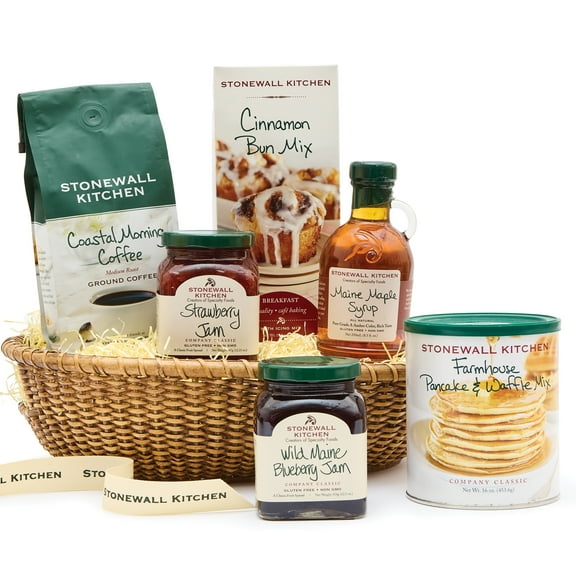 Stonewall Kitchen, New England Breakfast 6-Piece Gift Set with Reusable Basket