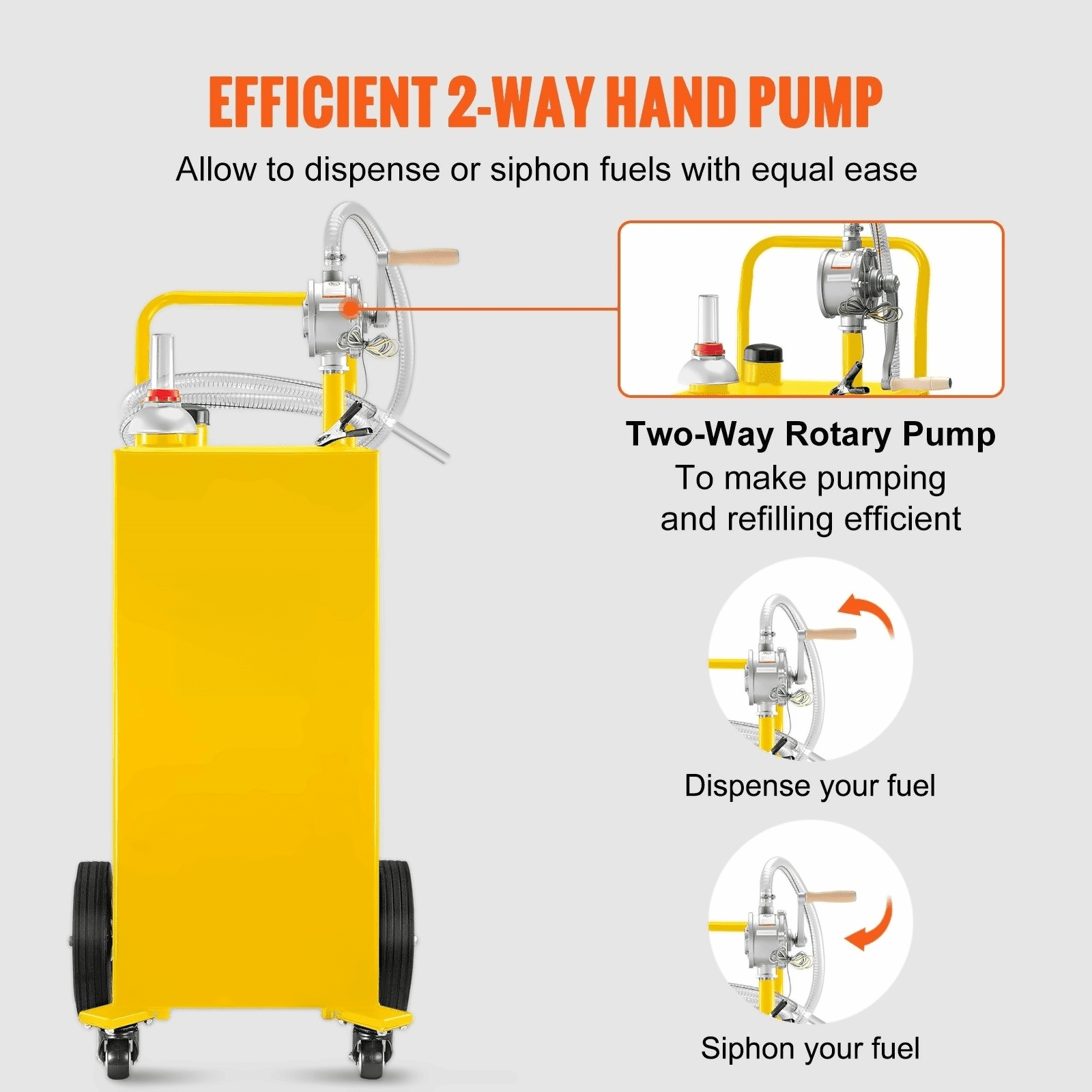 35 Gallon Fuel Caddy - Gas Storage Tank on Wheels with Manual Pump - Gasoline Diesel Kerosene Container for Cars, Lawnmowers, ATVs, Boats