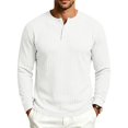 thumbnail image 2 of Men's Henley Long Sleeve Shirt Textured Jacquard Knit Button Down Casual Top for Fall Everyday Wear, 2 of 8