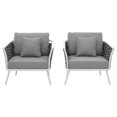 thumbnail image 3 of Modway Chaise de Patio en Aluminium et Tissu Stance en Blanc et Gris (Lot de 2), 3 of 7