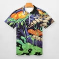 thumbnail image 3 of Psychedelic Zombie Skull Print Men Zipper T-shirt Summer Casual Short Sleeve T-shirt Top, 3 of 7
