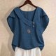 thumbnail image 1 of Sudaderas con capucha para mujer,Camisa de lino de talla grande, blusa con mangas de pétalo, mezcla de poliéster y elastano, cuello redondo, top informal para estar en casa, sopatenor, 1 of 7
