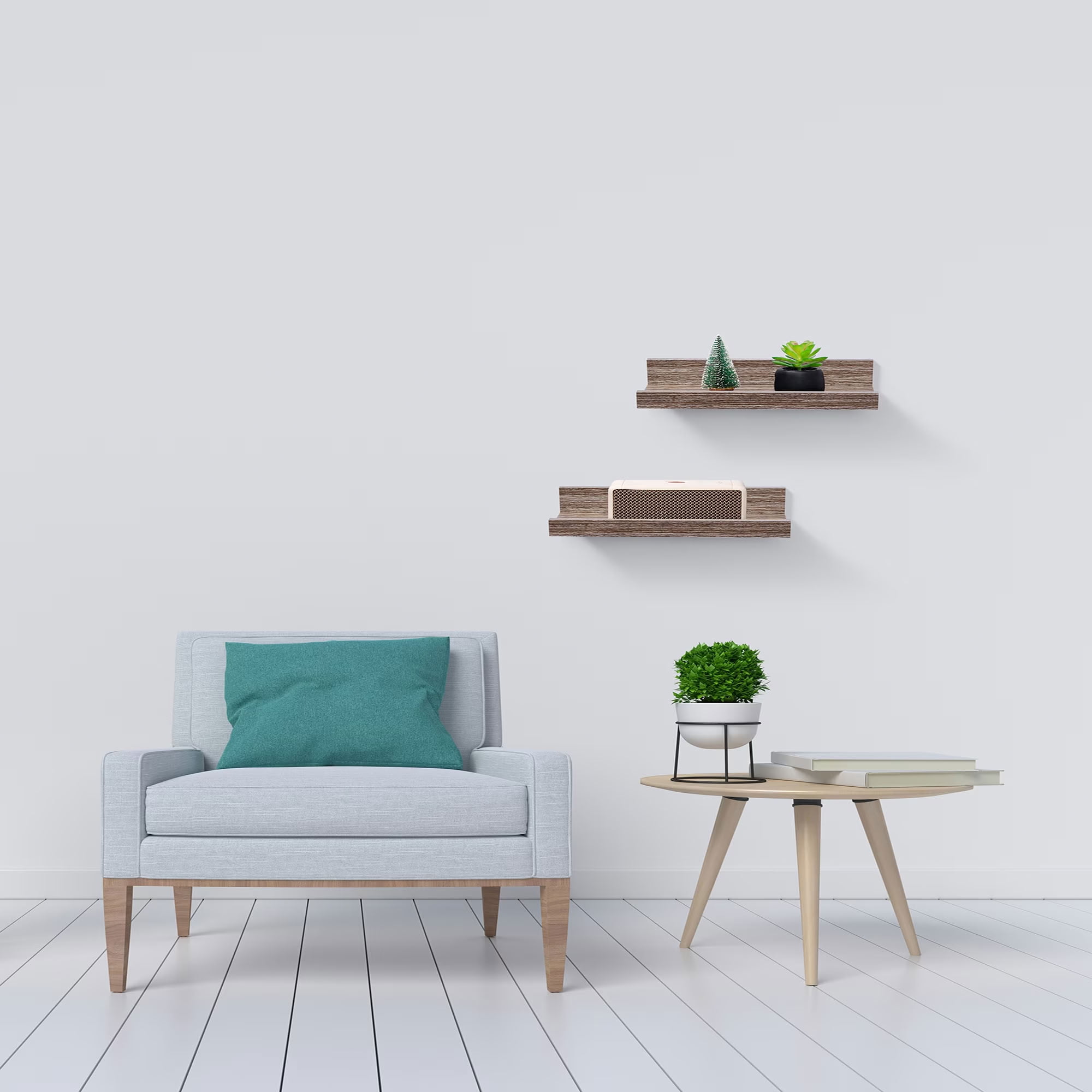 MAYEERTY 2-Piece Floating Shelves, 10" Wood Wall Mounted Display Rack with Invisible Brackets, for Bedroom Bathroom Living Room Kitchen