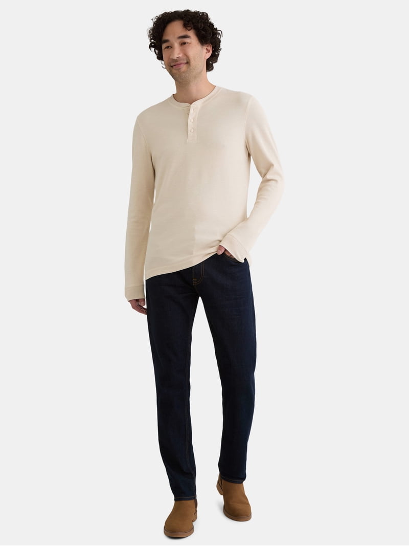 George Men's Relaxed Fit Thermal Henley Shirt with Long Sleeves