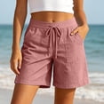 thumbnail image 1 of Gtoiithly Women's Summer Elastic High Waist Drawstring Wide Straight Leg Relaxed Fit Casual Shorts with Deep Pockets Pink L, 1 of 3