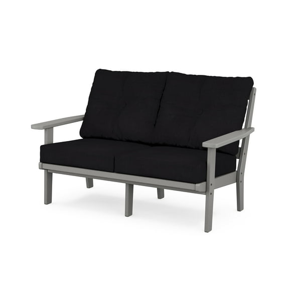 POLYWOOD® Prairie Deep Seating Loveseat in Slate Grey / Midnight Linen