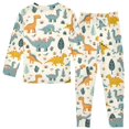 thumbnail image 2 of Dailycode Cotton Pajama Set Snug Fit Long Sleeve Top and Pants for 18M-8Y Hand Drawn Dinosaurs Leaf, 2 of 7