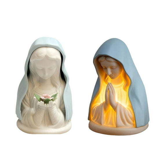 LED Praying Mother Mary Night Light - USB Rechargeable, Dimmable Warm White Soft Glow, Religious Decor for Home, Bedroom, Gift Idea (1 Count)