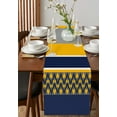 thumbnail image 4 of Table Runner Dresser Scarves 70 Inch Long, Minimalist Gray Yellow Blue Color Block Linen Dining Table Runners Geometric Wavy Stripe Tabletop Scarf for Wedding Holiday Party Kitchen, 4 of 7