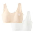 thumbnail image 2 of BLTIBY 3PC Cotton Girls Training Bra Crop Cami Training Seamless Printed Bras with Cheast Pads for Teens Comfortable Fashion Bralette Khaki 7-13 Years, 2 of 9