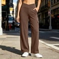 thumbnail image 2 of Hurxie Women's Wide Leg Yoga Pants with Pockets Stretchy Cargo Work Dress Pants High Waisted Travel Scrub Trousers Brown,2XL, 2 of 6