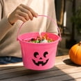 thumbnail image 3 of Halloween Decorations Smile Face Plastic Candy Bucket with Handle for Trick or Treat Party Favors Snack Storage Daily Home Decor and Kids Activity, 3 of 4