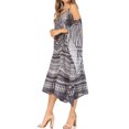 thumbnail image 3 of Sakkas Amaya Loose Fit Long Printed Strappy Cutout Shoulder Boat Neck Kaftan Dress - TRW147-White - One Size, 3 of 5