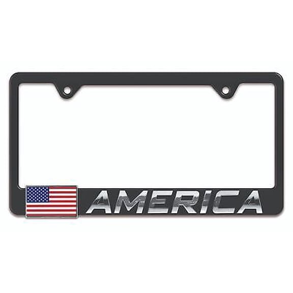 Elektroplate Patriotic "America" USA Flag Black All-Metal Standard Size Premium 3D License Plate Frame Tag Holder for Vehicle