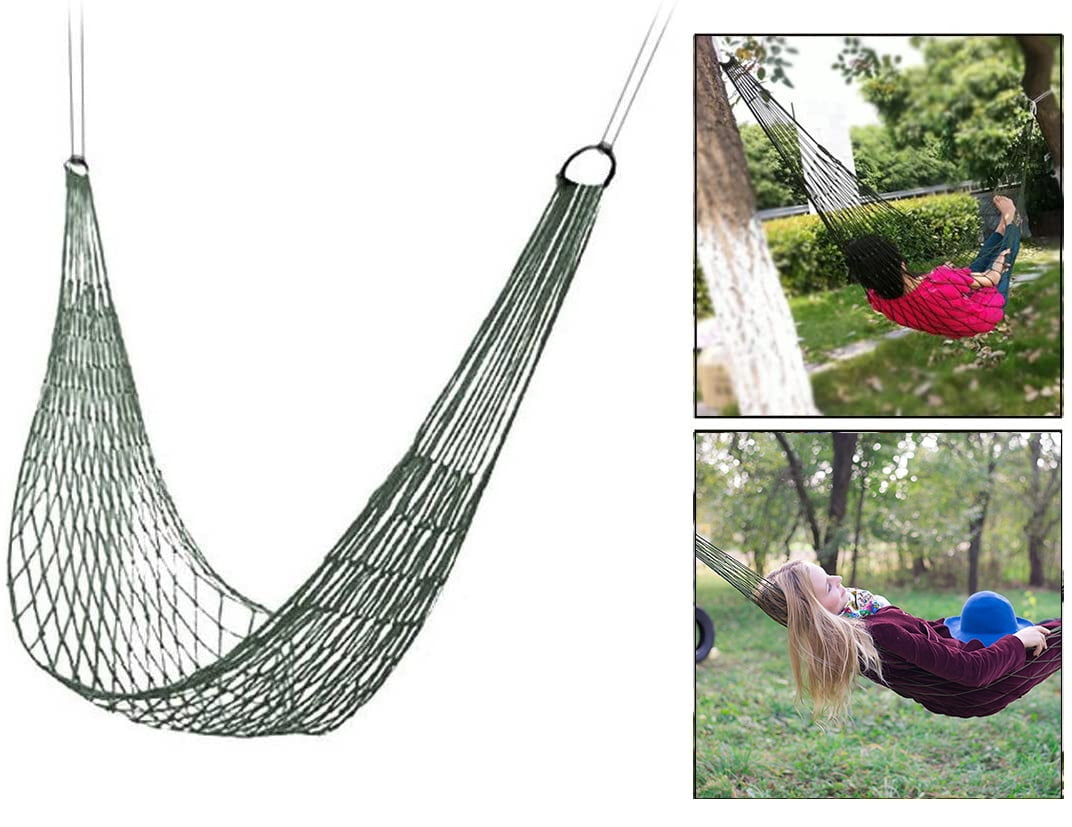 Portable Garden Hammock Mesh Net Hang Rope Travel Camping Outdoor Swing Bed LI 