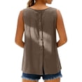 thumbnail image 6 of Tweang Cotton Linen Tops for Women Gauze Shirts Camisole Womens Cotton Linen Sleeveless Tank Tops Fashion Cotton Collared Blouse Running Tennis Yoga Sleeveless Crewneck Cropped Tank Tops Beige M, 6 of 6
