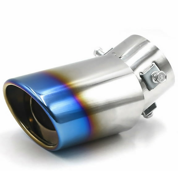 Exhaust Muffler, Stainless Steel Exhaust Tip, Universal 5.5" Length (Burnt, 2.5'' Inlet 3.4'' Outlet, Bent Pipe)