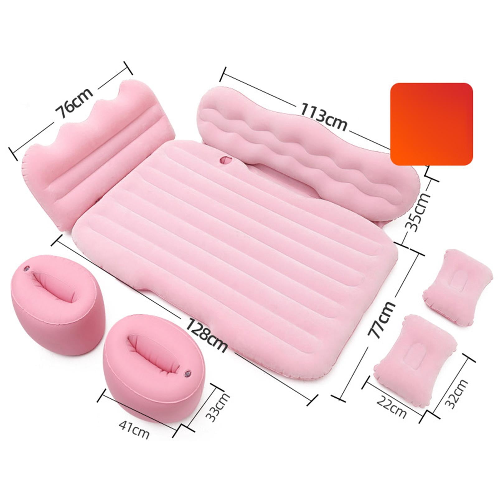 Colaxi Car Inflatable Mattress Backseat Sleeping Pad, Portable Camping Air Mattress Bed, Car Air Bed for Auto MPV Camping Picnic Pink