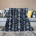 thumbnail image 2 of GOSMITH Soft Plush Blankets Soft Cushion Anchor Navy Blue White Nautical White, 2 of 6