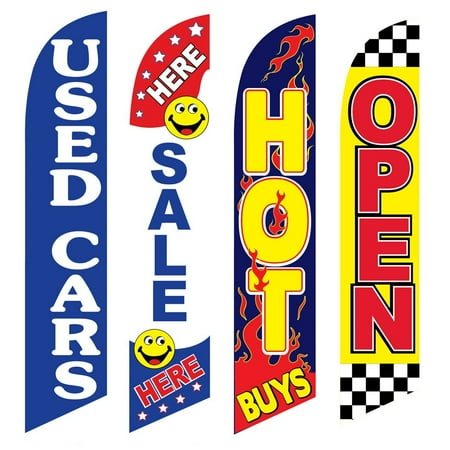 4 Advertising Swooper Flags Used Cars Sale Here Hot Buys Open