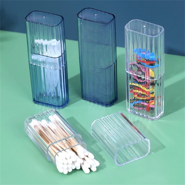 Storage Box, Tyeign Portable Transparent Storage Box, Travel Organizer Box, Toothpick Floss Storage Box, Transparent Organizer Container - for Travel Daily Use, Blue Color Containers Craft Storage