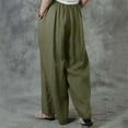 thumbnail image 5 of Idoravan Women's Plus Size Pants Womens Fashion Summer Solid Casual Pocket Elastic Waist Long Pants, 5 of 9