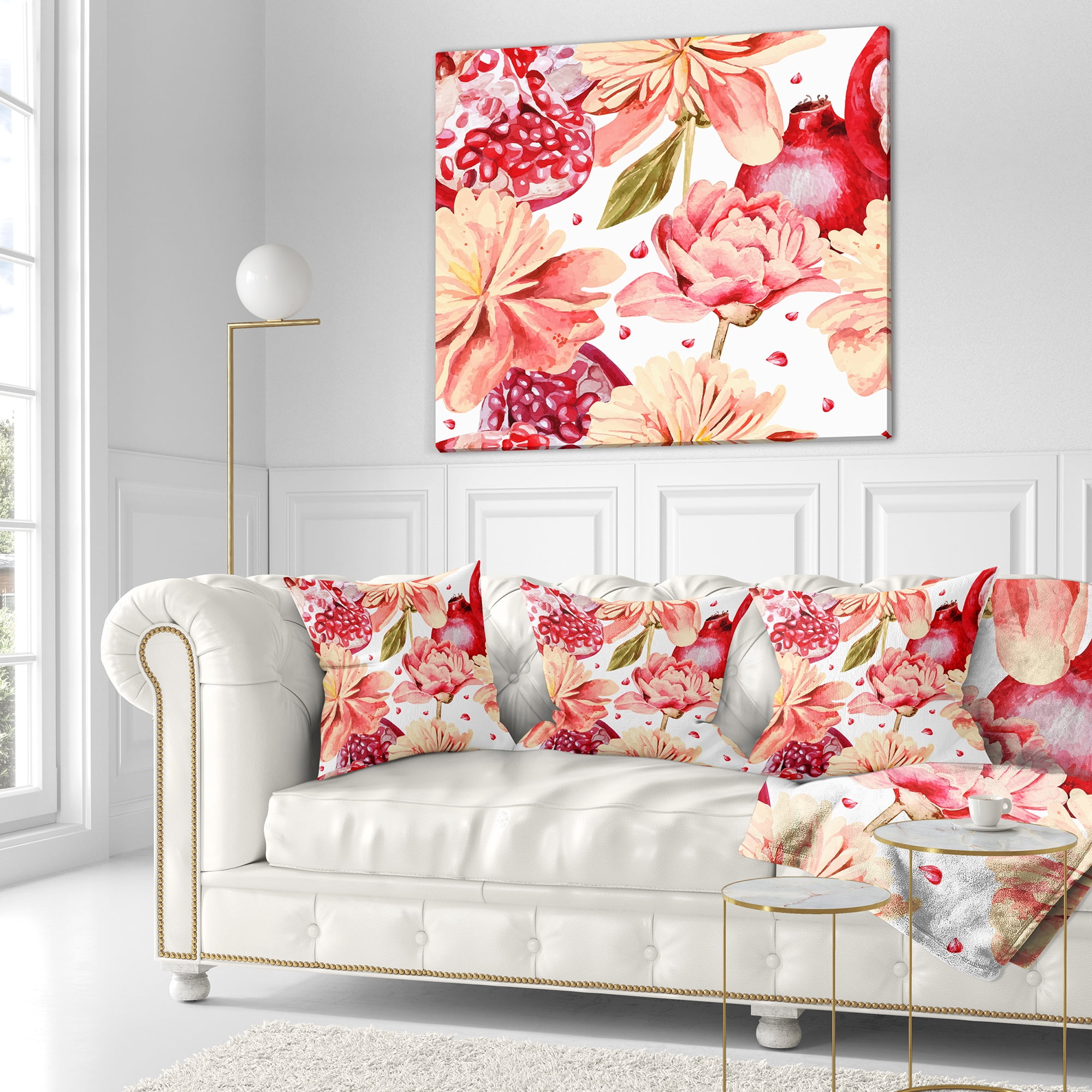 Designart Flowers beyond the Edges - Floral Throw Pillow - 16x16