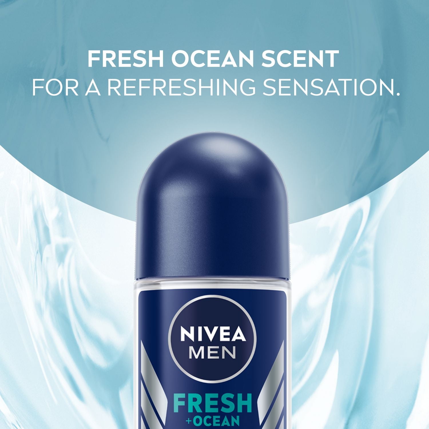 NIVEA Fresh Ocean Aluminum Free Roll-On Deodorant for Men, 50 mL, 50 mL