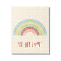 Stupell Industries Loved Rainbow on Yellow Landscape Painting Gallery Wrapped Canvas Art Print Wall Art, 16 x 20