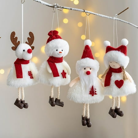 

Gwong Chritsmas Pendant Exquisite Decorative Adorable Xmas Angel Girl Snowman Plush Doll for Party