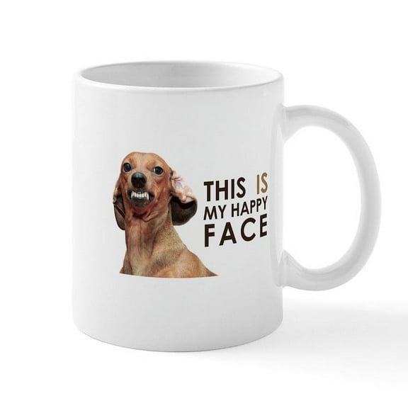 CafePress - Happy Face Dachshund Mug - 11 oz Ceramic Mug - Novelty Coffee Tea Cup