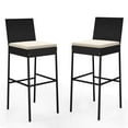 thumbnail image 1 of Costway 2 PCS Patio Wicker Barstools Bar Height Chairs with Cushions Backyard Off-White, 1 of 8