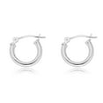 thumbnail image 2 of AVORA 10K White Gold Classic Polished 2mm Tube 12mm Hoop Earrings, 2 of 6